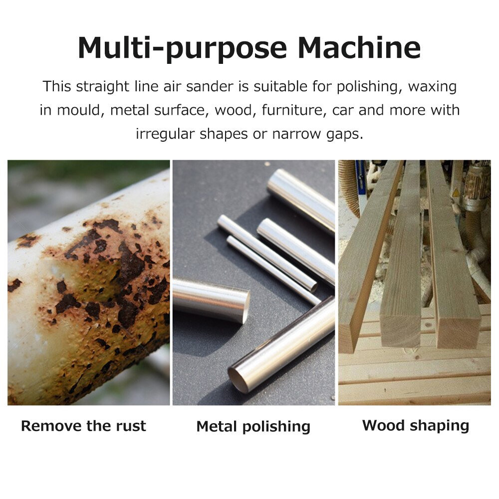 Mini Straight Line Air Sander with Sanding/ Rubber/Iron Pad Random Orbital Pneumatic Sander Air-operated Handheld Polisher Waxer