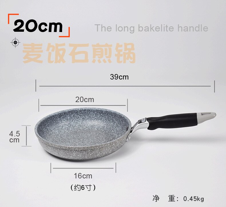 20/24/26/28cm pfoa fri stenhärdig stekpanna non-stick stekpanna äggpanna använd för gasspis induktionskokare för hemmet: 20 cm 7.9 tum