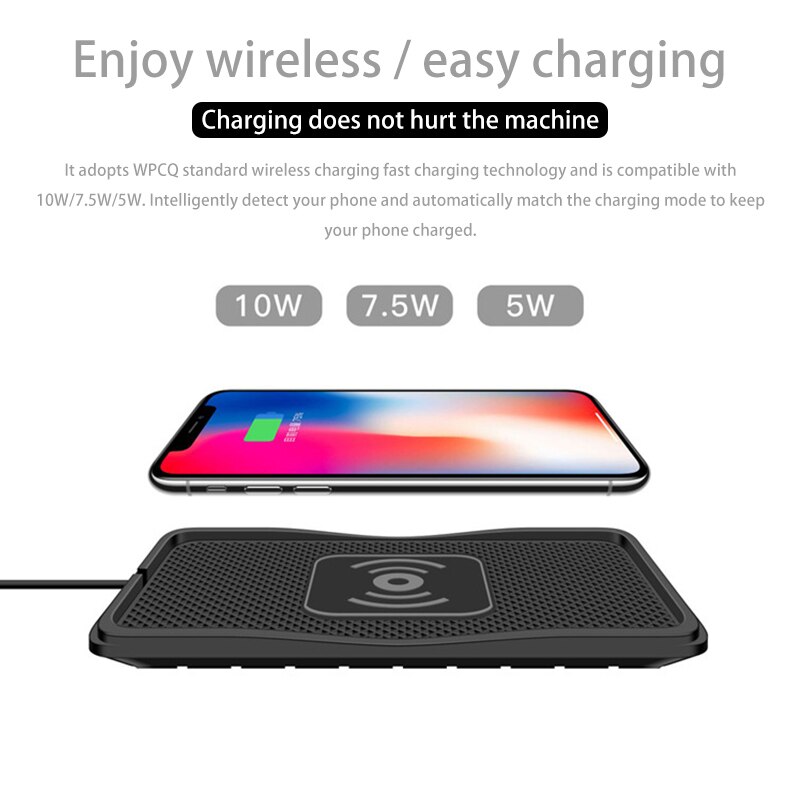 10W Draadloze Snelle Oplader Qi Standaard Telefoon Opladen Pad Voor Mobiele Telefoon Qi Draadloze Oplader Anti-Slip Auto charger Quick 3.0 7.5W