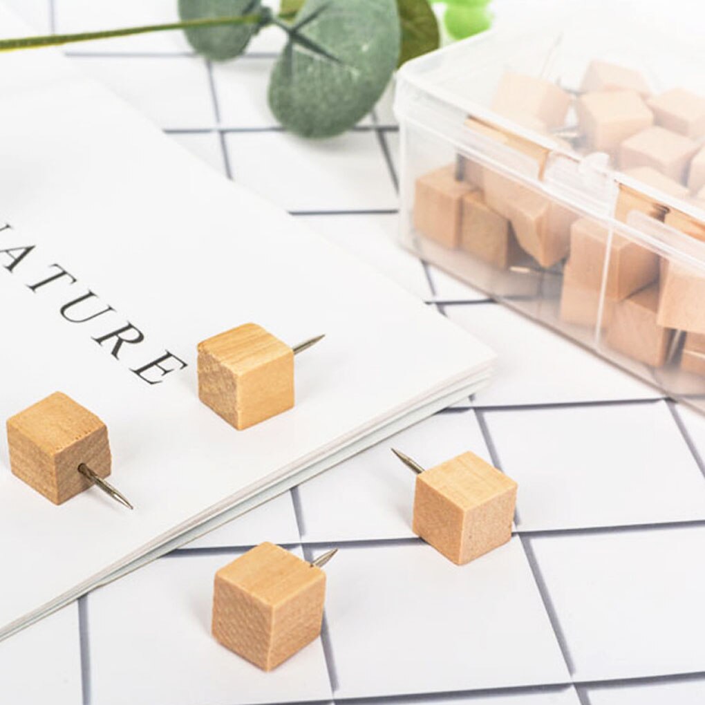 18/60/100pcs Straw Hat Shape Tacks Wooden Thumb Boards Map Photos Posters Calendar Craft Projects Pins Home Binding Supplies