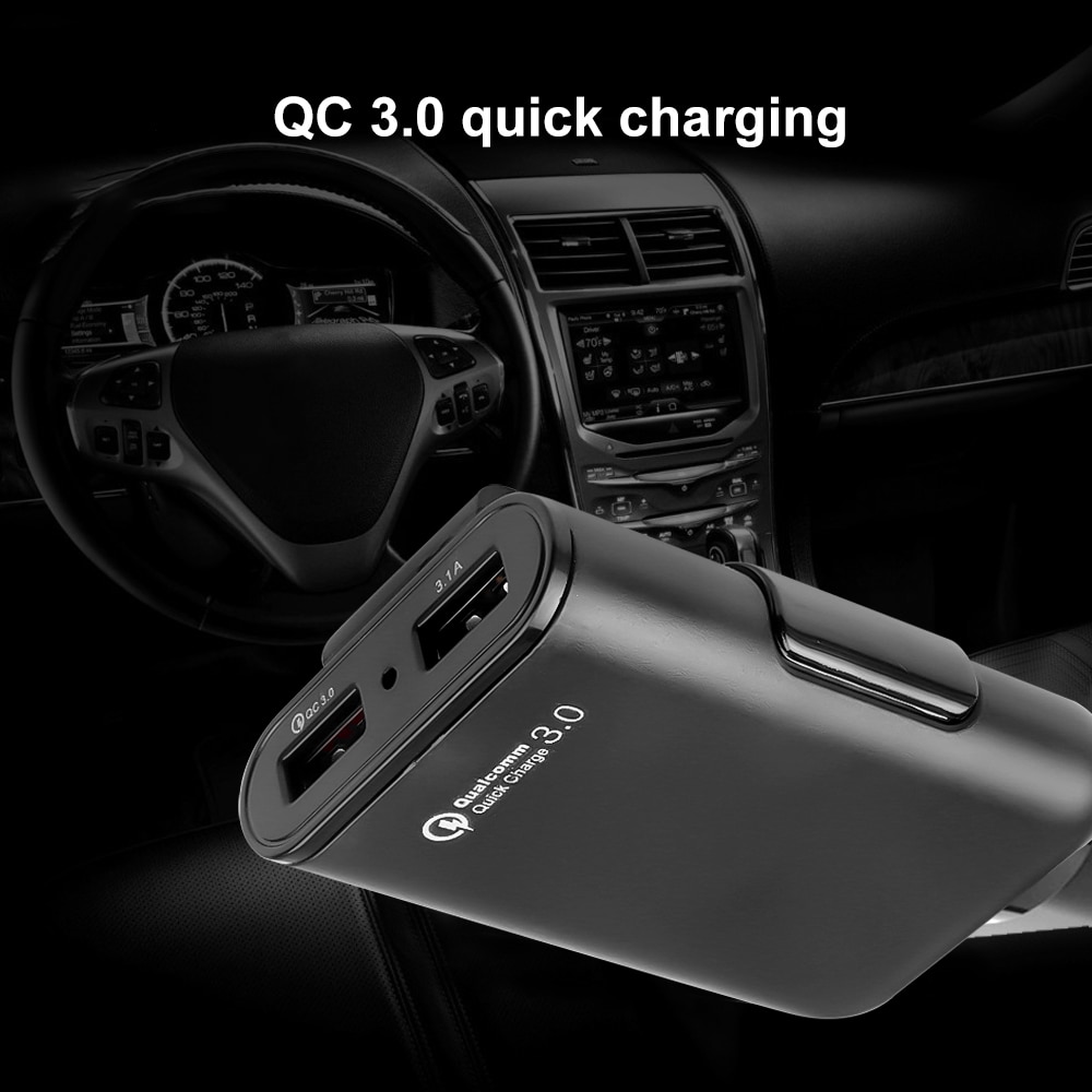4 Port Usb QC3.0 Snelle Autolader Uitbreiding Usb Hub Universele Telefoon Pad Tablet Power Adapter Voor Voor-en Achterbank passagiers