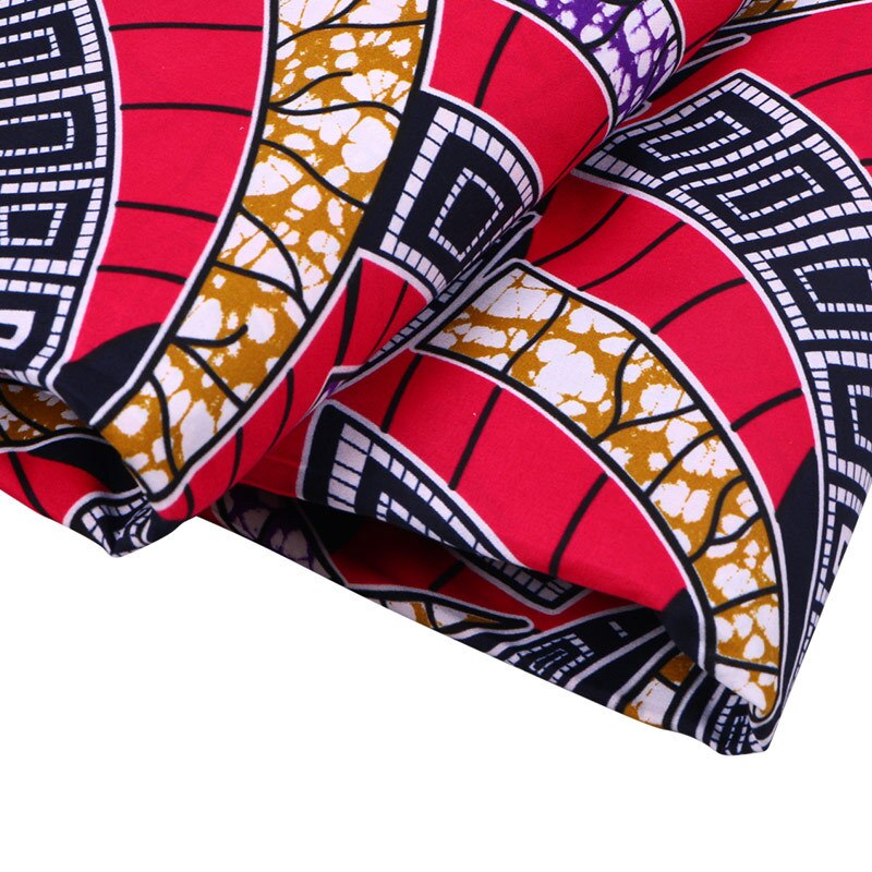 Pagne africain en Polyester rouge, Tissu à motifs magnifiques et magnifiques, véritable cire Ankara, , 6 mètres