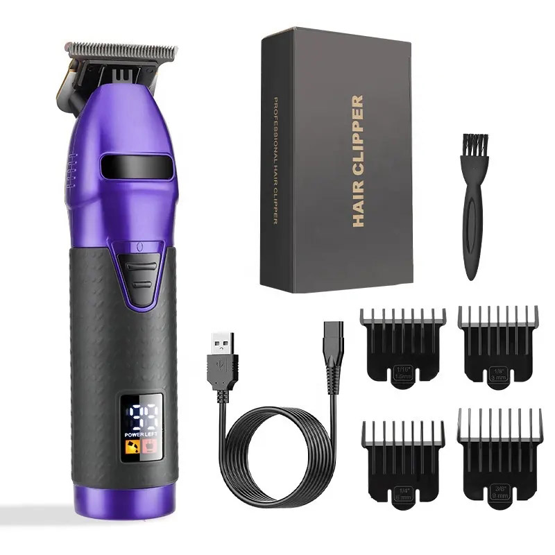 0 mm Null Professioneller Haarschneider für Männer, Bart- und Haarschneidemaschine, elektrisch, Profi Barbier, kabellose Haarschneidemaschine, wiederaufladbar: Schwarz