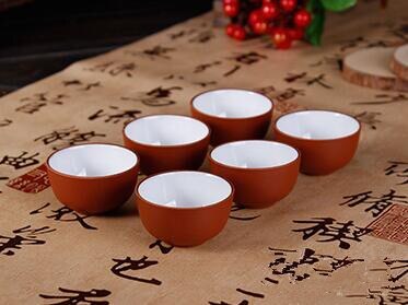 12 Stks/partij Yixing Kopjes Kungfu Thee Cup Paarse Klei Thee Set 30Ml Cups Drinkware Porseleinen Thee Set: white red