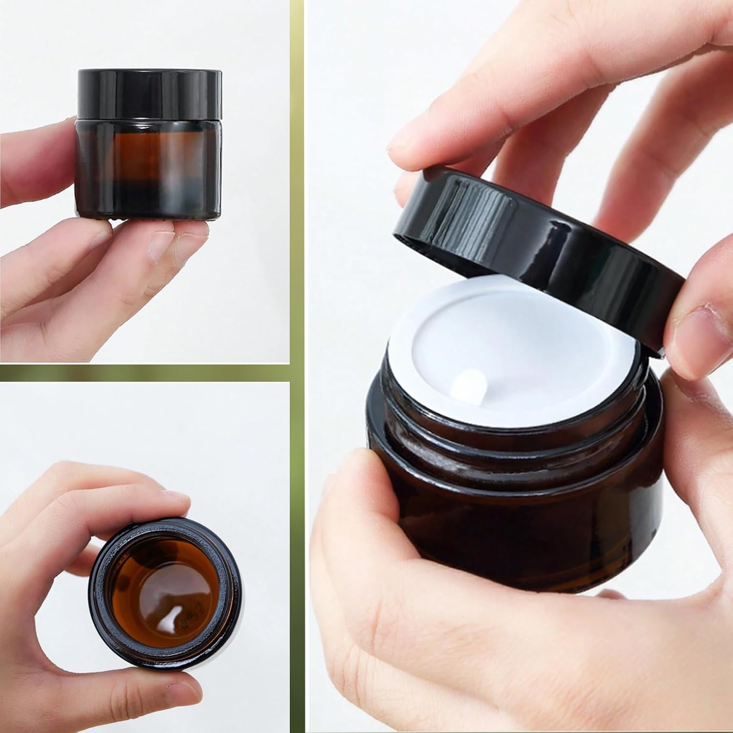 10 Uds 5g-50g tarro cosmético de vidrio marrón ámbar botellas de crema facial portátil de viaje crema facial contenedor de cosméticos Accesorios