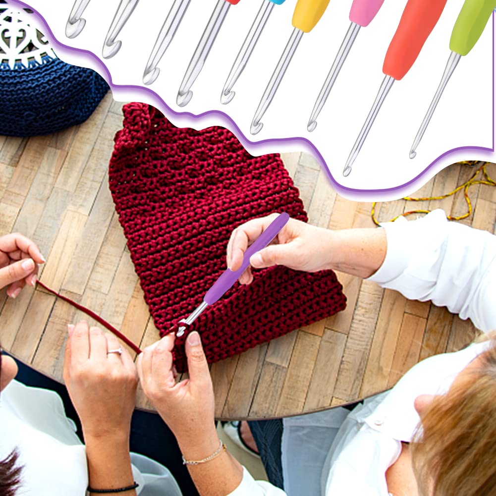 Fenrry kit de crochê para iniciantes conjunto de gancho de crochê ergonômico conjunto de ganchos de crochê de aperto macio marcadores de ponto tricô