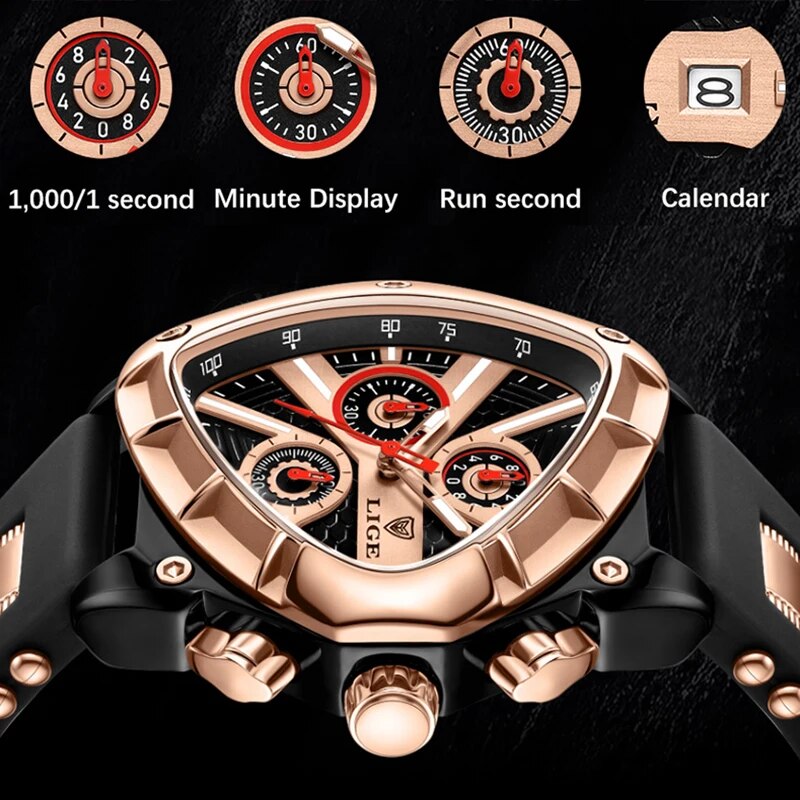 Reloj LIGE Original de lujo para hombre, relojes de pulsera deportivos impermeables de cuarzo para hombre, relojes de pulsera de negocios con esfera grande, reloj Masculino + caja