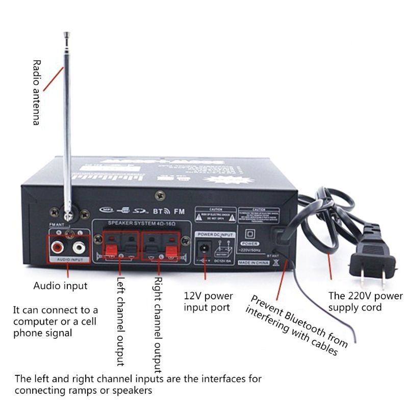 1 set 600w bilförstärkare lcd -display digital hifi -effektförstärkare bluetooth fm bil hem stereo subwoofer med fjärrkontroll