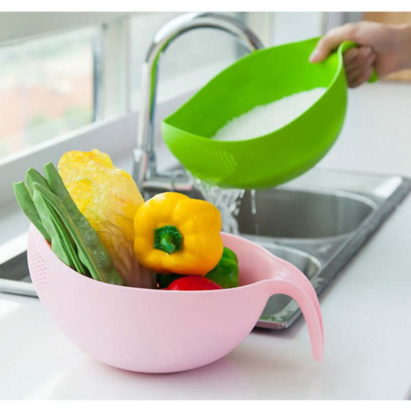 Keuken Wassen Rijst Afvoer Mandenmakerij Dikke Plastic Met Handvat Fruitschaal Wassen Mand Voor Thuis Leveringen Mx8021523