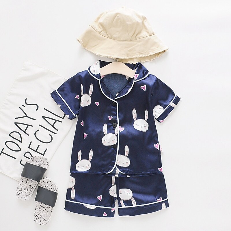 Baby Kids Jongens Meisjes Bunny Print Outfits Set Kids Korte Mouw Blouse Tops + Shorts Nachtkleding Pyjama: M