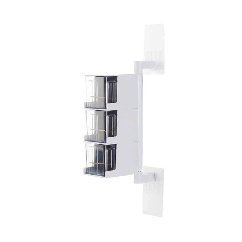 Multi-Tier 360 Graden Draaibare Muurbevestiging Kruidenrek Kruiden Opbergdoos Potten Organizer Kruiderij Containers Keuken Gereedschap: 3 Tiers White