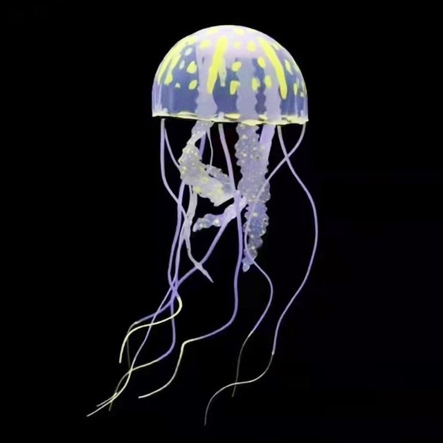 Méduse artificielle vive en Silicone, décor d'aquarium, ornement, matériau en Silicone, paysage aquatique inodore: YELLOW