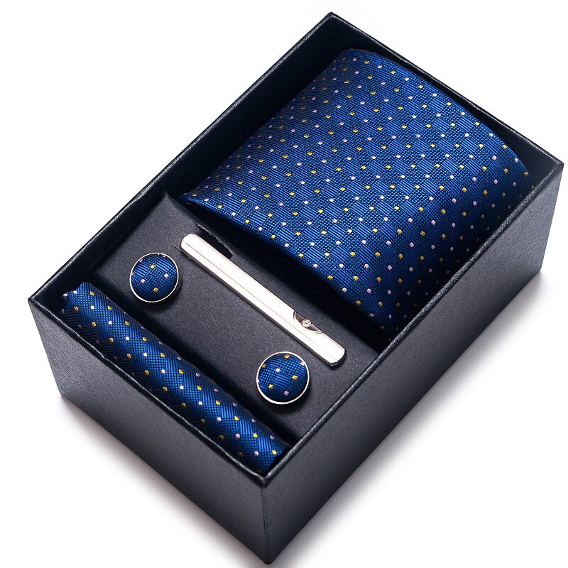 Boîte à cravate pour hommes, 65 couleurs, à la , boutons de manchette, accessoires de chemise bleu foncé or, pour le jour de l&#39;an