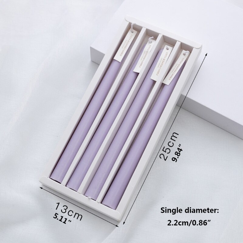 4pcs Elegent Taper Candles 9.8inch Tall Burning Smokeless Dinner Candles Wedding 37MF