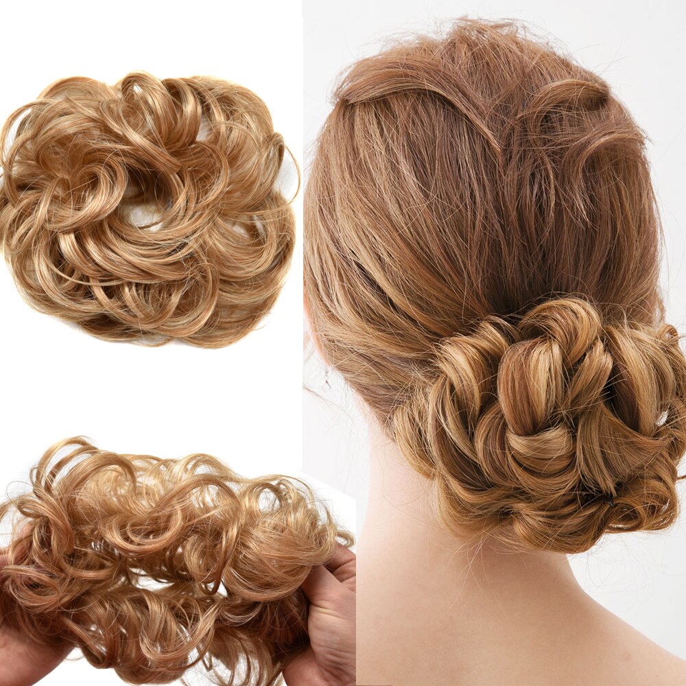 Chignon-peluca rizada de fibra sintética para niña y mujer, Potnytail, moño para el pelo, varios colores