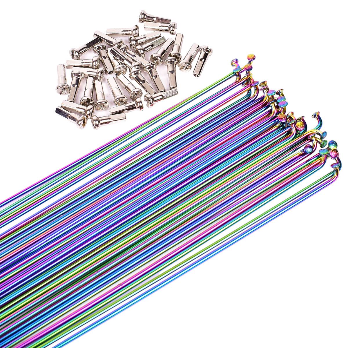 oben10Stck Fahrrad Speichen Draht Vakuum Überzug Regenbogen Speichen MTB 261mm