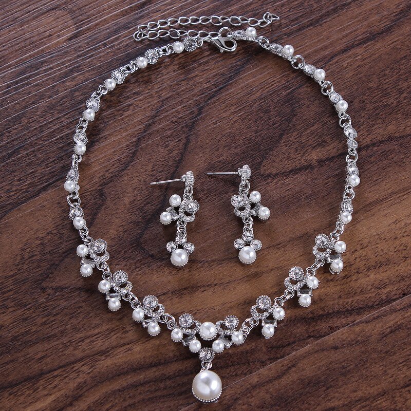 Tiara Bridal Necklace Earrings set dubai jewlery sets Bridal Accessories women Wedding Accessories