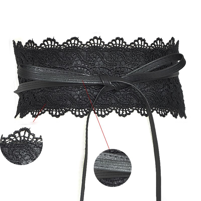 black white wide corset lace belt female self-tie belt belt girth belt women's belt wedding dress belt accessories