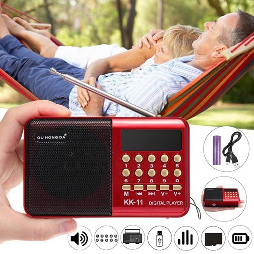 Fm-radio-lautsprecher, tragbarer digitaler fm-usb-tf-lautsprecher für  mp3 wiedergabegeräte, wiederaufladbarer akku, mini-tragbares radio
