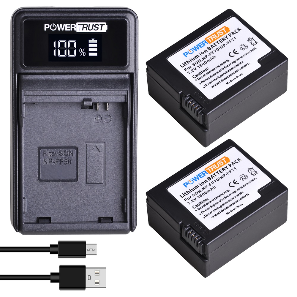 PowerTrust Rechargeable Battery Pack for Sony NP FF71, NP FF70, NP-FF71S Replacement INFOLITHIUM F Series Battery