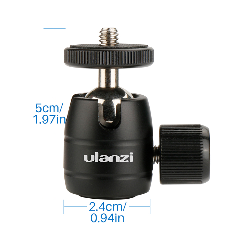 Ulanzi Mini Ballhead Tripod Ball Head Camera Holder Stand with Cold Shoe Adapter for Tripod/LED Monitor Stand DSLR Accessories