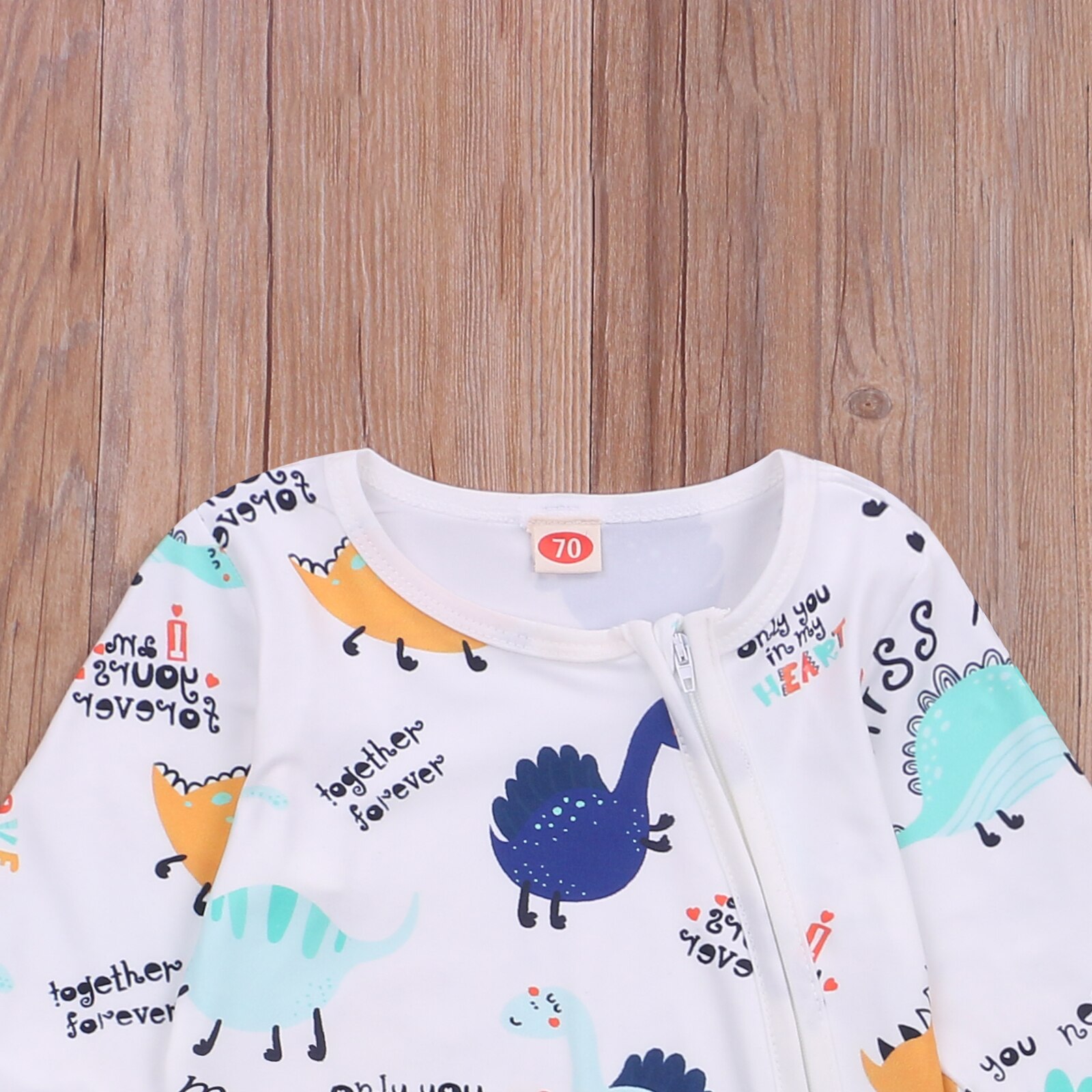 Pudcoco Herbst Winter 0-12M Kleinkind Baby Junge Mädchen Dinosaurier Druck Langarm Footie Reißverschluss Bein Schmücken Gesamt