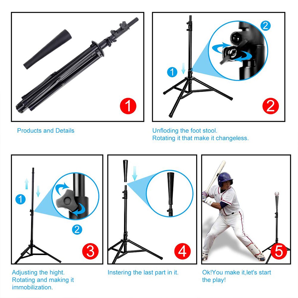 Draagbare Metalen Staal Sport Accessoires Softbal Statief Stand Batting Tee Verstelbare Baseball Reizen Training Duurzaam Outdoor