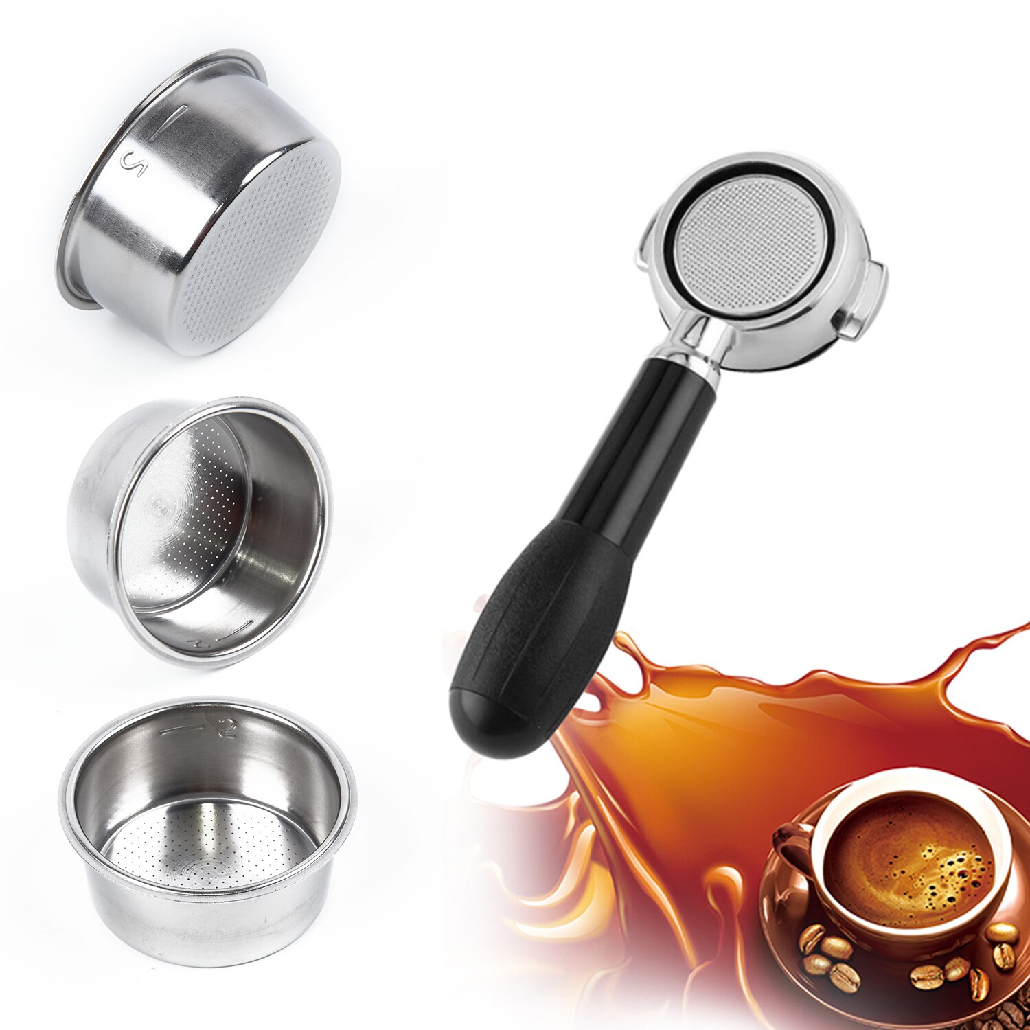 1x kaffe 51 mm ikke tryksat filterkurv til breville delonghi krups espresso kaffefiltre køkkentilbehør