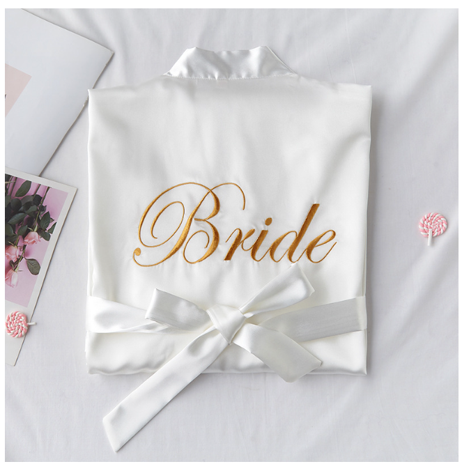 Bride To Be Team-bata de satén y seda para novia, batas de dama de honor para boda, despedida de soltera, de despedida de soltera, decoración de boda: XL / Azul