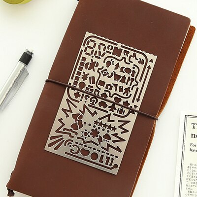5 stilarter iphone 6/6s web ui kat udskæring tegning stencils metal gør-det-selv lineal bogmærke til notebook planner skitse rustfrit stål: Gj  lr 0006