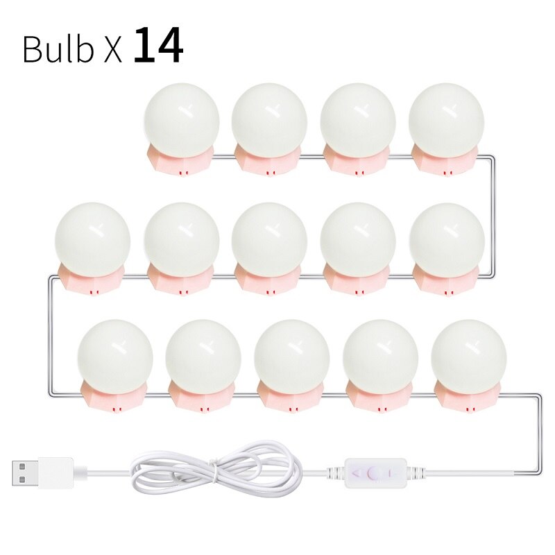 Bombilla LED para espejo de baño de Hollywood, 5V, luces Led para espejo de tocador, Kit de 6, 10 y 14 bombillas para tocador de maquillaje