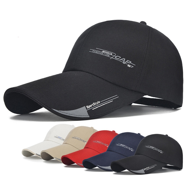 Herren-sportkappe, atmungsaktiv, bedruckt, outdoor-baseballkappe mit schirm, sonnenschutz, snapback-verschluss, angel- und laufkappe