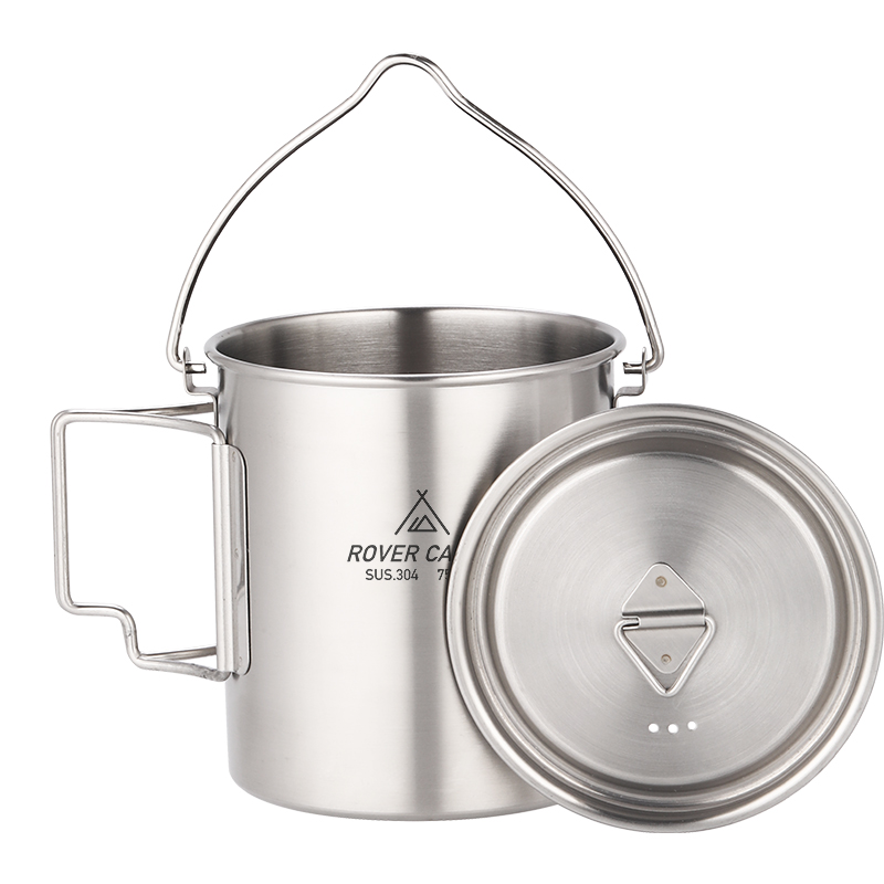 Rover Kamel draussen Camping becher 750ml/25,4 unzen Edelstahl Tragbare Wasser Tasse Kaffee Milch Kochen Becher mit faltbare Griff