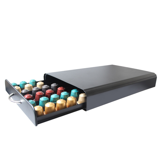Nespresso skuff 30/40/60 kapsler nespresso kaffe pod holder stå kjøkken metallhyller organisasjonsskuff