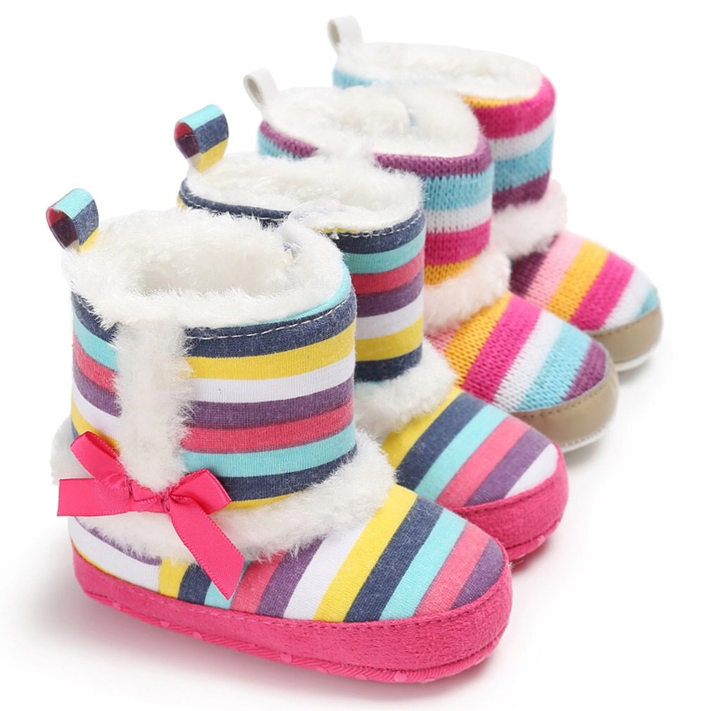 Regenbogen Streifen Baby Stiefel Farbe Streifen Baby Kleinkind Woll Stiefel Baumwolle Stiefel