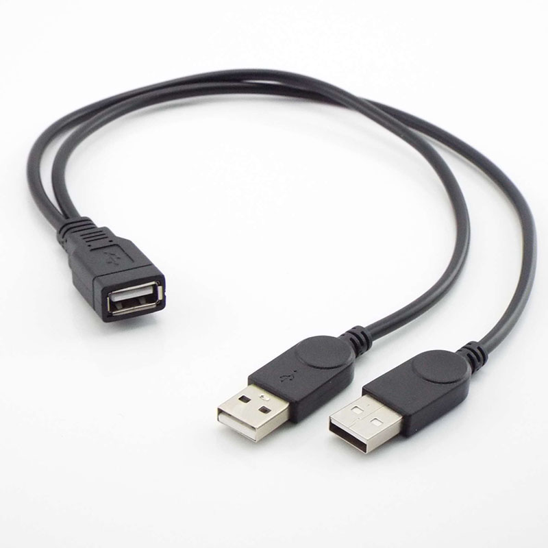 USB 2.0 3.0 A-Buchse auf Dual-USB-Stecker 2, doppeltes USB 2.0-Netzteil, männlich, weiblich, Splitter-Verlängerungskabel, zum Aufladen für Drucker, PC