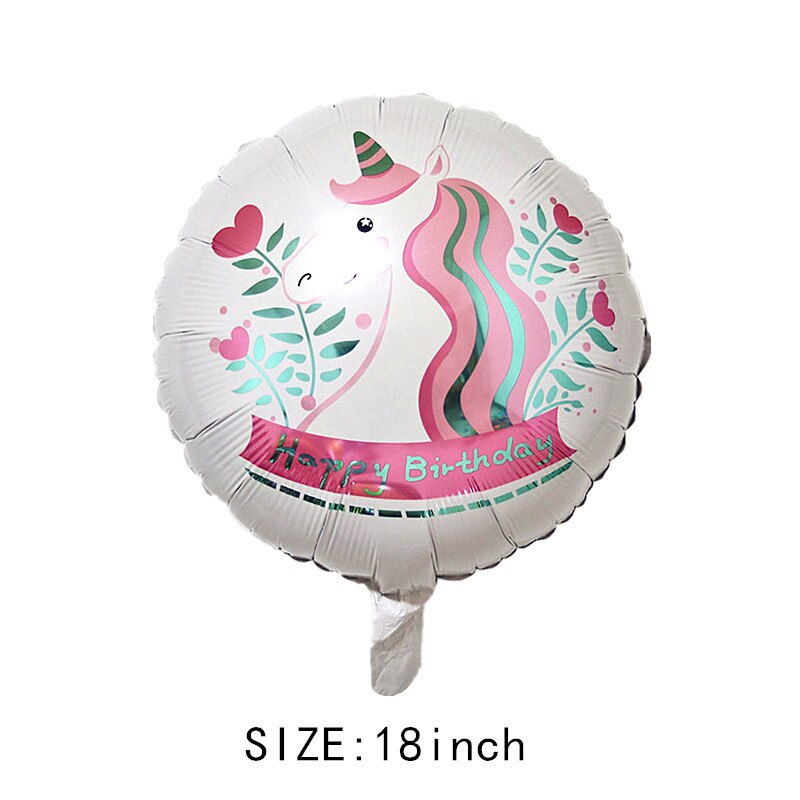 Tecknad enhörning svan flamingo 18 tum rund aluminiumfolie ballong barnfödelsedagsfest dekoration ballong leksaksballong: 9