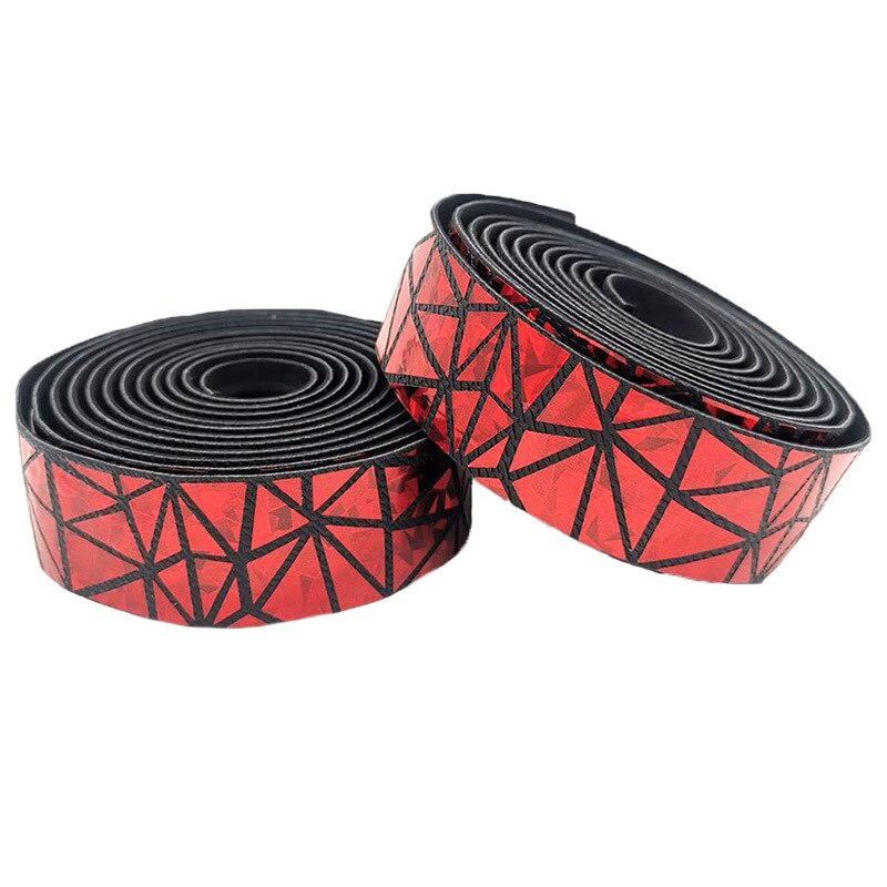 Racefiets Stuurlint Kurk Eva Pu Fiets Regenboog Bar Tape Professionele Fietsen Demping Anti-Vibratie Wrap Met 2 bar Plug: red