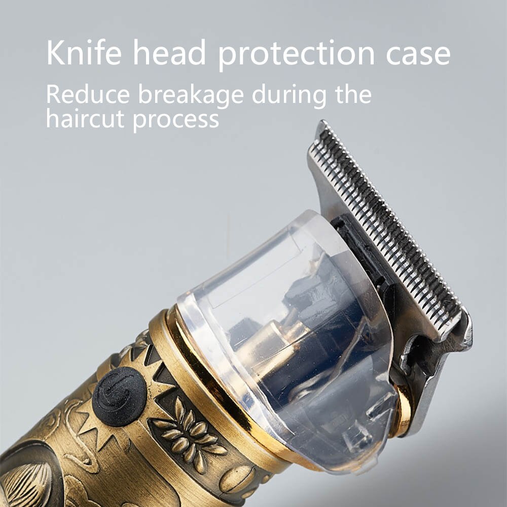 1 set Portable Hair Clipper Rechargeable Retro Oil Hair Trimmer Electric Metal Hair Clipper Efficient Carved Shape Haircut