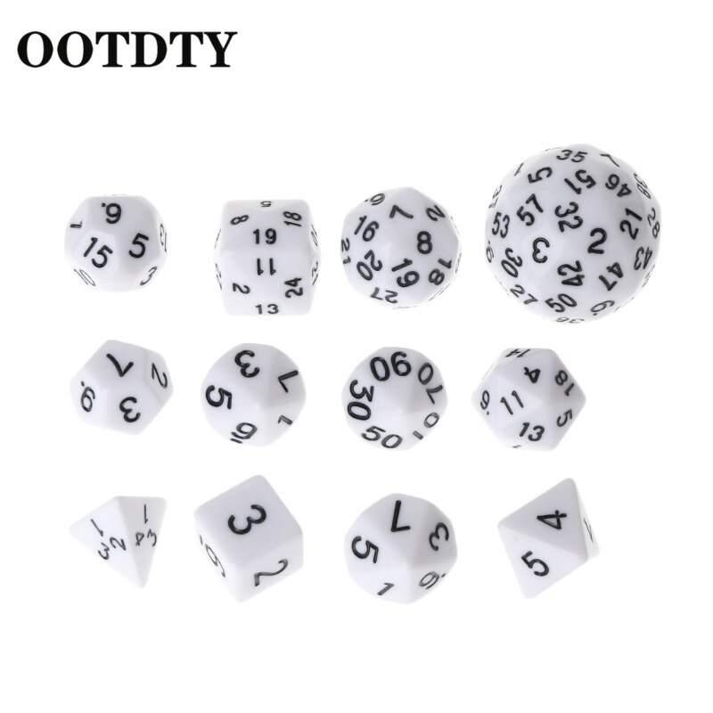OOTDTY 12pcs/Set Multi-sided Polyhedral Dice D4 D6 D8 D10 D12 D20 D24 D30 D60 Dungeons Polyhedral Dice: Beige