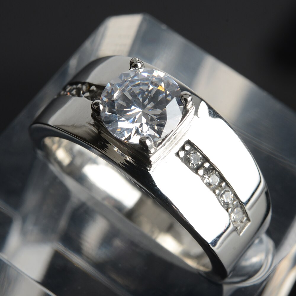 Rustfrit stål ringe mænd zirkon guld vielsesring forlovelse par lover ring jubilæum smykker