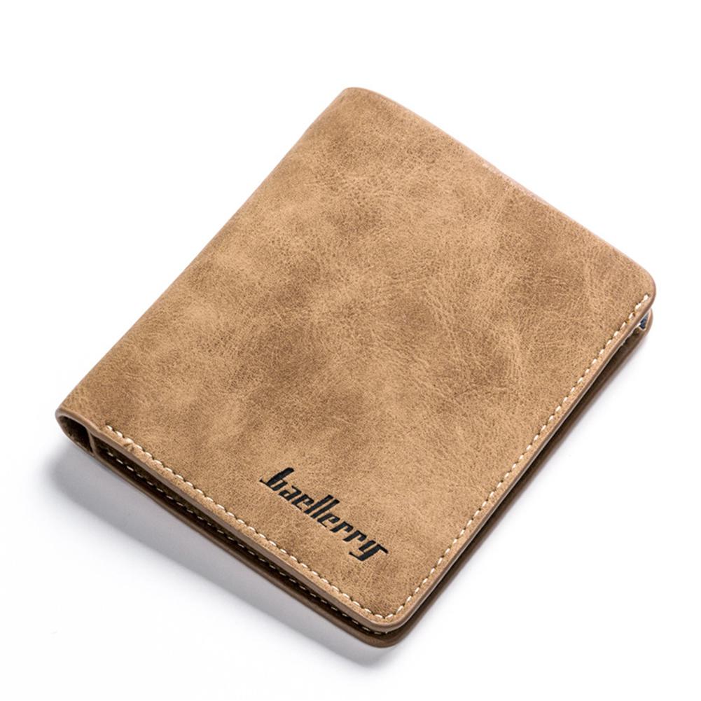 Men Wallets Retro Frosted PU Wallet Two Folding Male Purse Credit Card Holder Solid Color Short men Coin bag Casual Clutch: Coffee