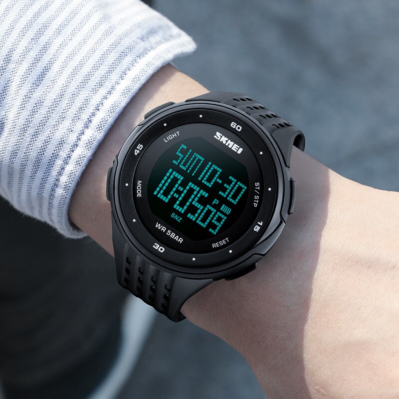 Skmei menn sport digitale klokker stor urskive ledet vise armbåndsur kronograf kalender bakgrunnsbelysning alarm relogio masculino 1219