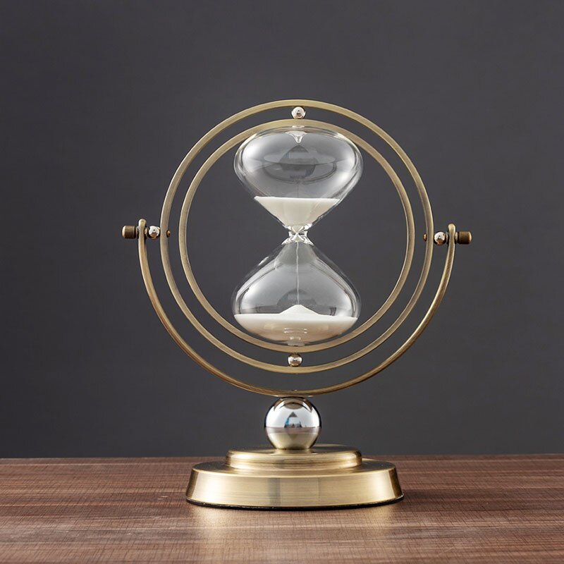 Metal timeglas ur hjem dekoration roterende globus timeglas ornament kontor stue shop borddekorationer kunst
