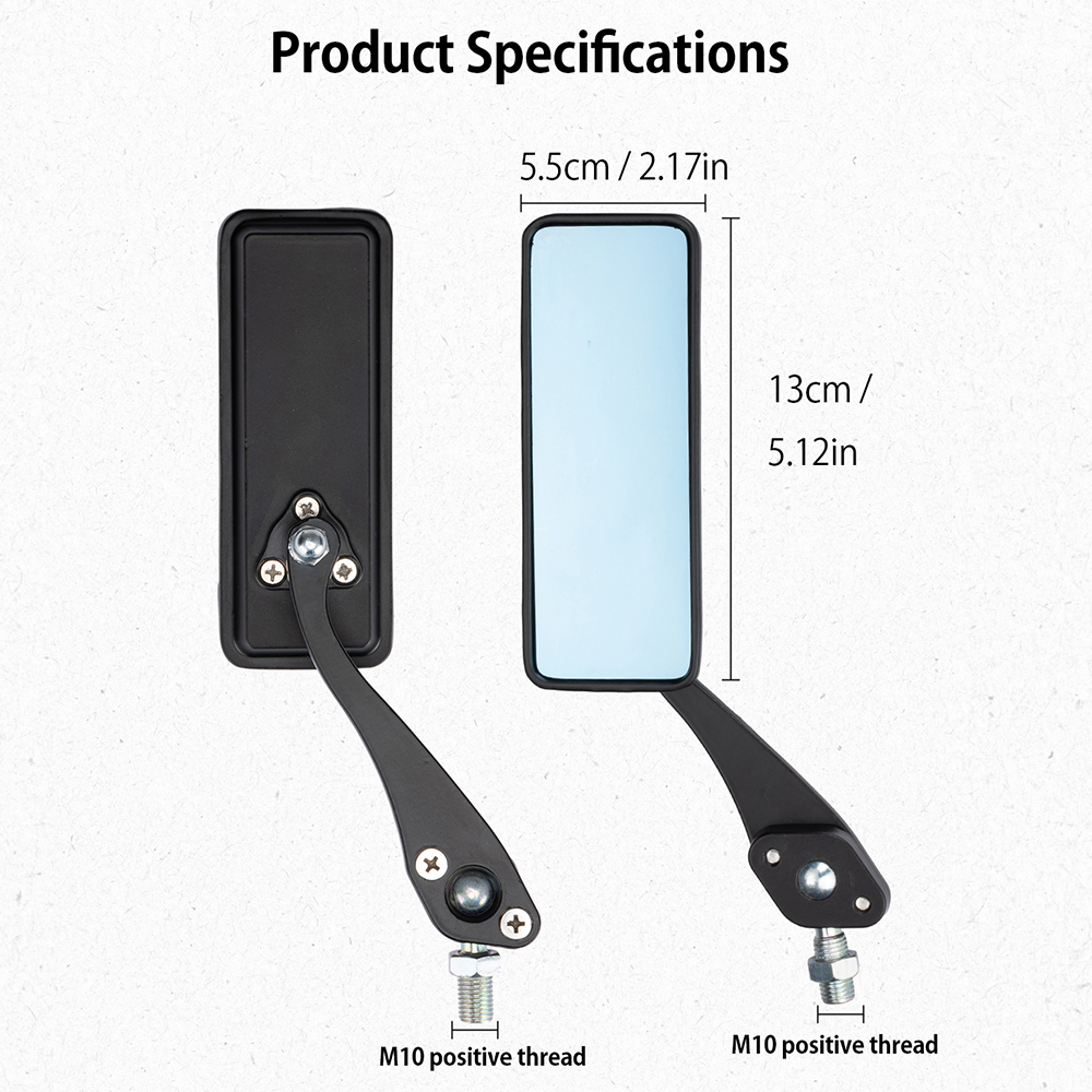 Universal Motorcycle Rearview Mirror Square Mirror Aluminum Alloy Adjustable Angle Motorbike Off-road Side Mirrors & Accessories