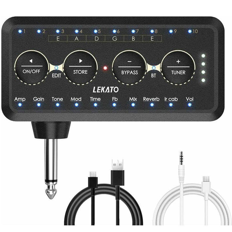 Lekato Gitarren-Steckerverstärker, Gitarrenverstärker, E-Gitarre, Effektpedal, Kopfhörer, Mini-Verstärker, Lautsprecher, Combo-Stecker, Verstärker, Pa-1