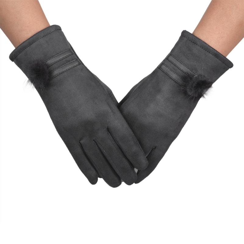 Winter women gloves brand lovely Mittens thick Warm Soft Wrist Gloves & Mittens #EW: Grey