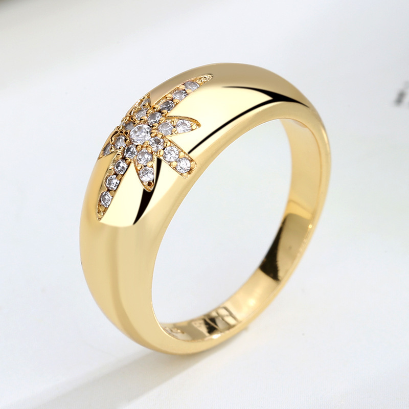 Vrouw Chunky Ringen Vintage Gouden Kleur Ster Zirkoon Vinger Accessoires Trend Sieraden Bruiloft Sieraden KAR211: 10 / KAR211-2