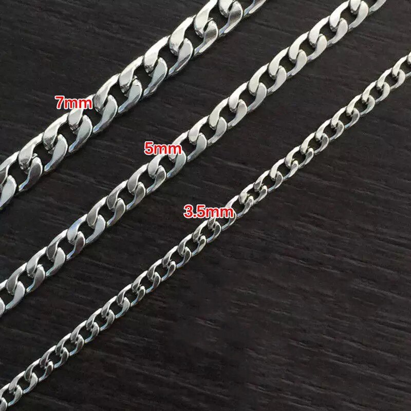 Punk Stainless Steel Necklace for Men Women Cuban Link Chain Chokers Hiphop VintageTone Solid Metal