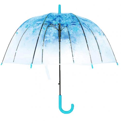 Transparent Cherry Blossoms Dome Shape Birdcage Windproof Stick Umbrella: Default Title